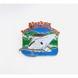 Alaska's Inside Passage Cruise Ship & Whale Tail Lapel Pin